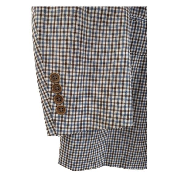 LIKE NEW CANALI Italy Men's 100% Wool Plaid Check Brown Two Button Blazer Sz 52L - Picture 9 of 13